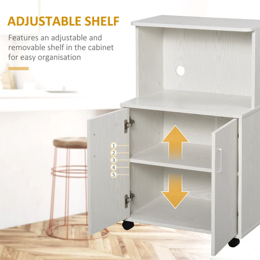 HOMCOM Kitchen Storage Unit Shelf for Living Room, Dining Room, White