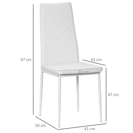 HOMCOM Set of 4 Faux Leather Dining Chairs - White 835-835V70WT