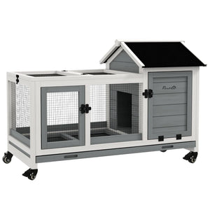 Wooden Rabbit Hutch-GREY-D51-352V00GY