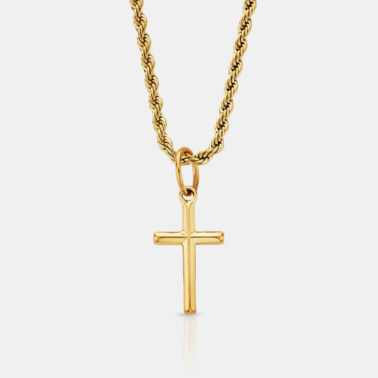 CRAFTD CROSS ROPE NECKLACE-GOLD PLATED-51CM