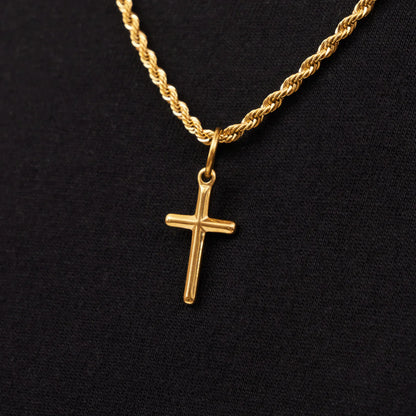 CRAFTD CROSS ROPE NECKLACE-GOLD PLATED-51CM