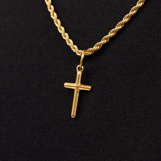CRAFTD CROSS ROPE NECKLACE-GOLD PLATED-51CM