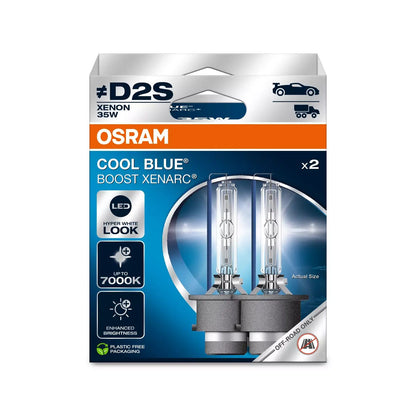 2x OSRAM Xenarc Cool Blue Boost D2S Car Headlight Bulbs