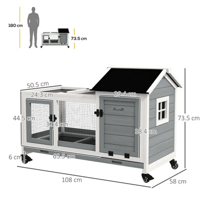 Wooden Rabbit Hutch-GREY-D51-352V00GY