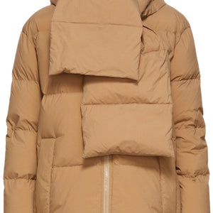 Hugo Boss Women's Duck Down Patinara Puffer Camel Scarf Hood UK 12