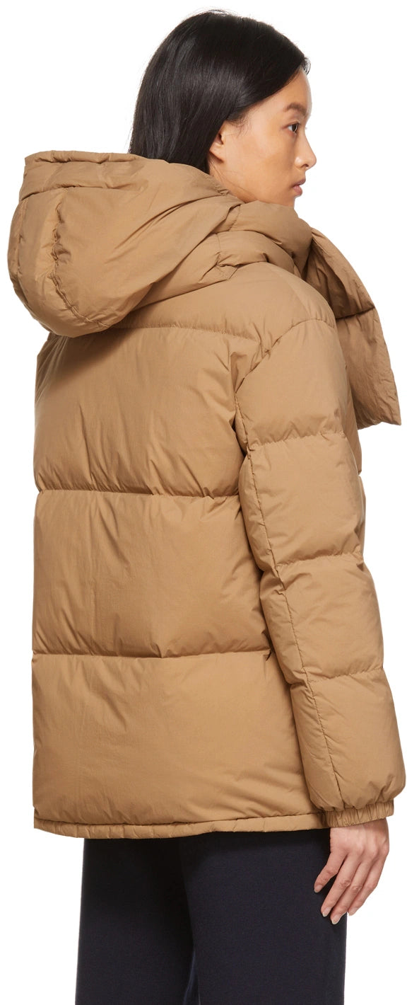 Hugo Boss Women's Duck Down Patinara Puffer Camel Scarf Hood UK 12