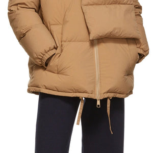Hugo Boss Women's Duck Down Patinara Puffer Camel Scarf Hood UK 12