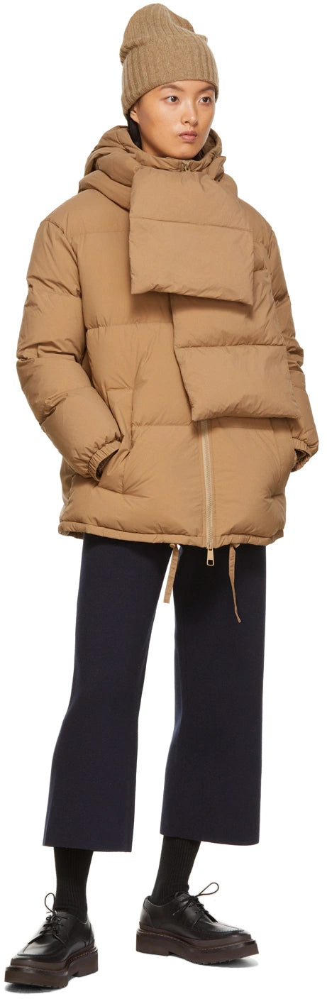 Hugo Boss Women's Duck Down Patinara Puffer Camel Scarf Hood UK 12
