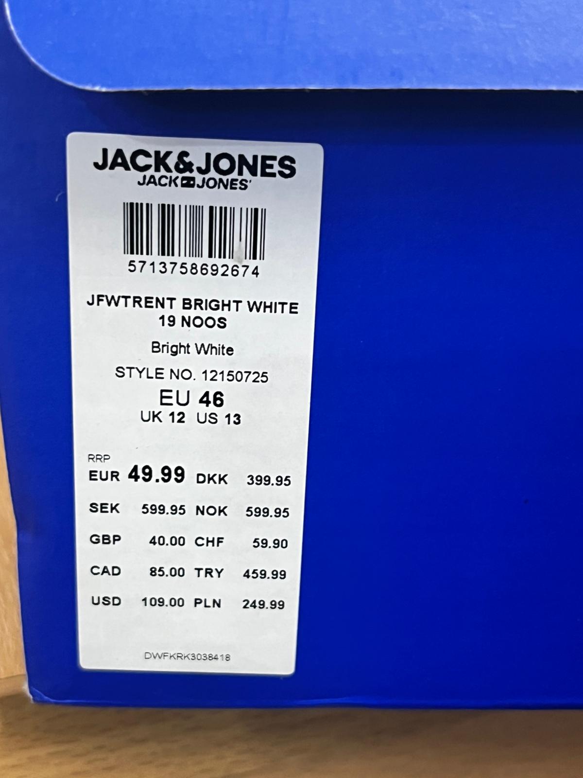 JACK & JONES Trent Mens Trainers UK12 BRAND NEW