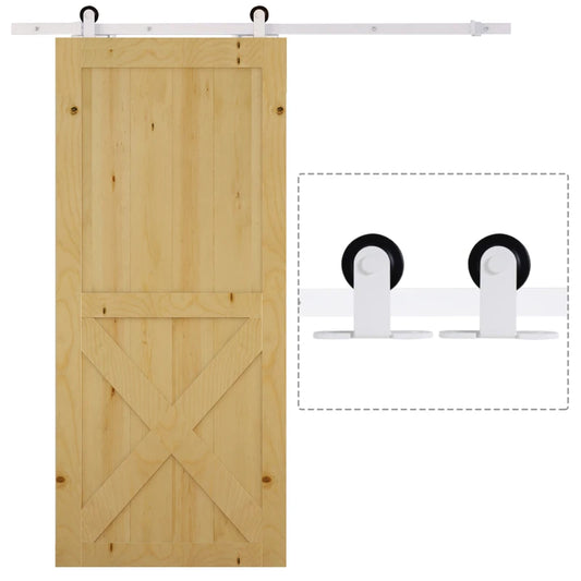 HOMCOM 6FT Rustic Interior Sliding Barn Door Mounting Hardware Kit - White B81-002WT