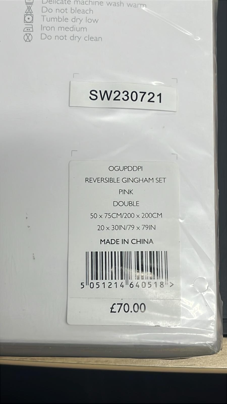 the little white company organic gingham bed linen reversable DOUBLE SET