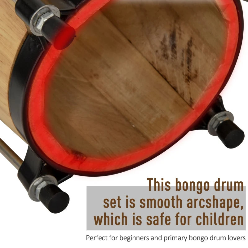 HOMCOM Wooden Bongo Drum Set