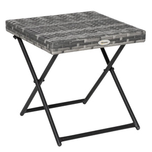 Outsunny Square PE Wicker Rattan Folding Table-grey 867-034gy