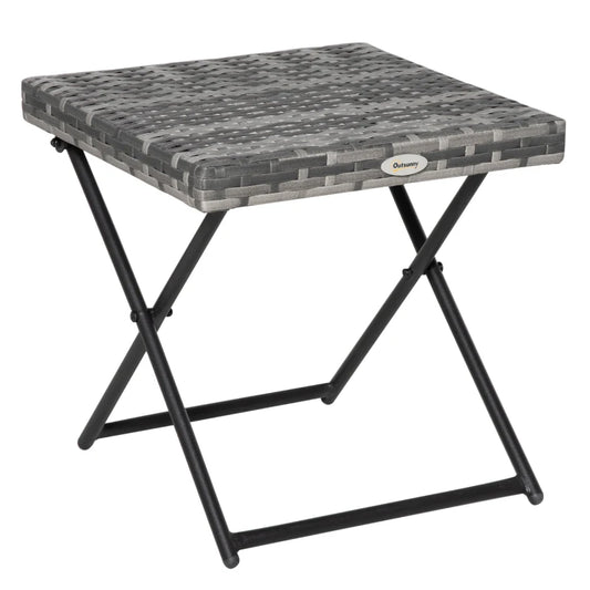 Outsunny Square PE Wicker Rattan Folding Table-grey 867-034gy