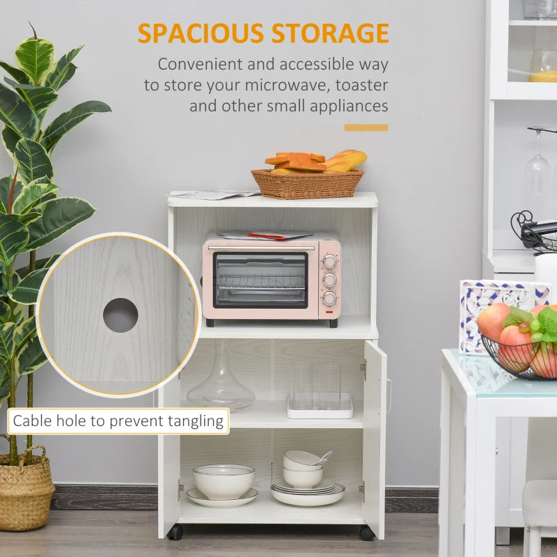 HOMCOM Kitchen Storage Unit Shelf for Living Room, Dining Room, White