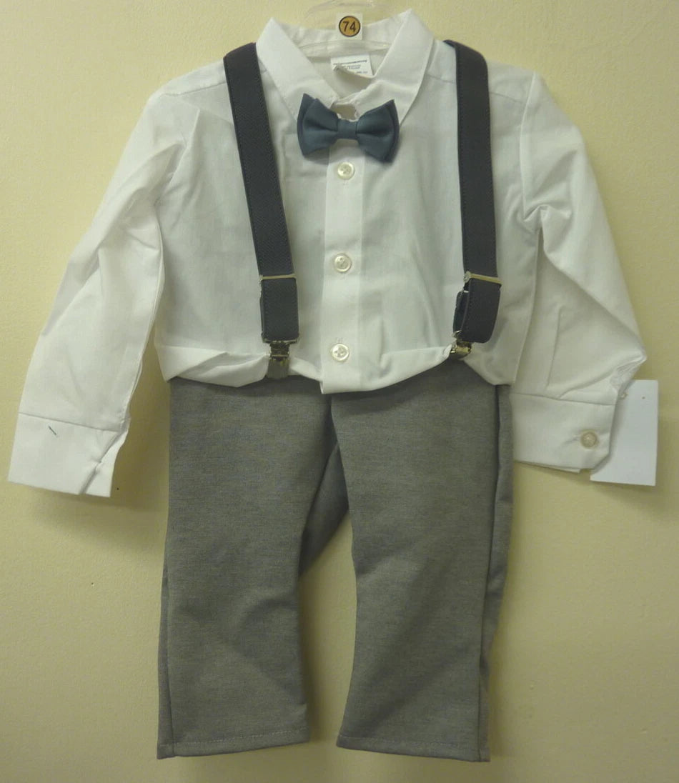 HOBEA-GERMANY-BABY SUIT-UK9-12MONTHS-GERMANY SIZE 74-WHITE/GREY