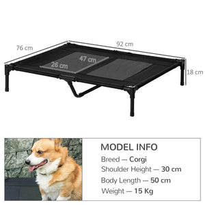 Pawhut Large, Cooling And Portable Raised Pet Bed With Metal Frame Black