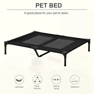 Pawhut Large, Cooling And Portable Raised Pet Bed With Metal Frame Black