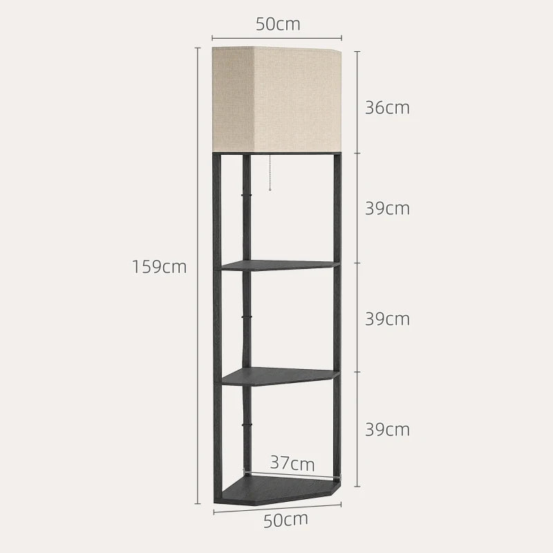 HOMCOM Corner Floor Lamp with Shelves B31-315V70
