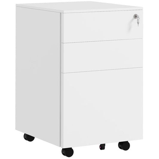 Vinsetto 3-Drawer Vertical Filing Cabinet-WHITE-924-068V00WT