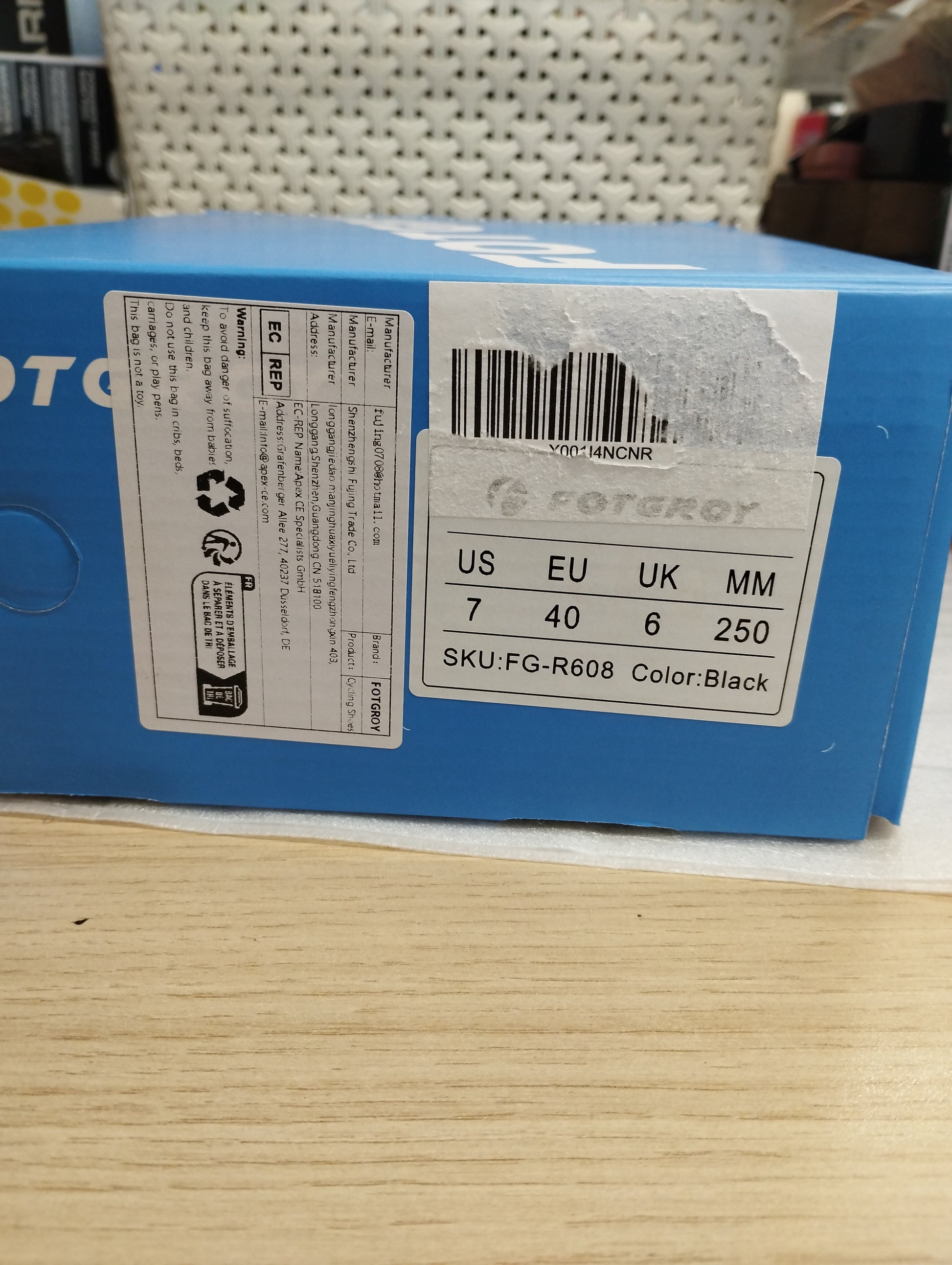 Fotgroy Cycling Shoes- UK6-250MM-BLACK