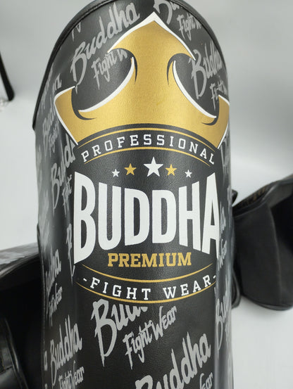 Buddha Muay Thai MMA Kick Boxing Shin Guards Top Premium Black-XL