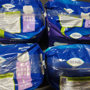 4pks of tena proskin/night pants LARGE
