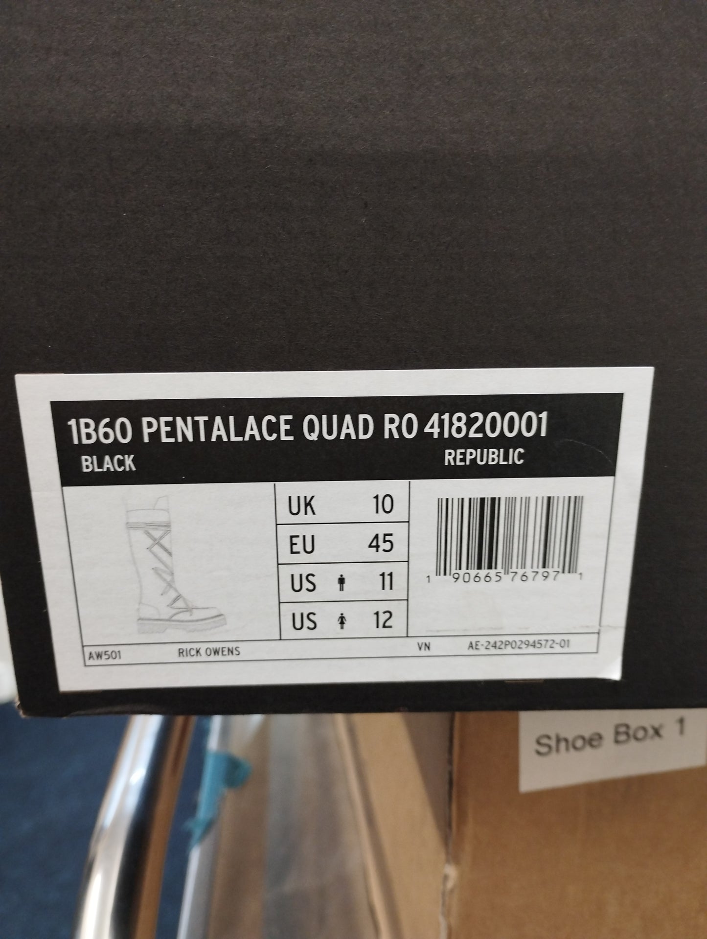 Dr.Martens 1B60 Rick Owens Pentalace Boots -UK10