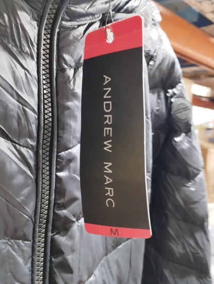 Andrew Marc long down coat Black Womens Medium