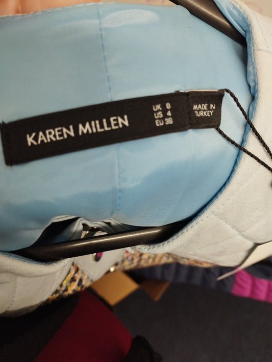 Karen Millen Tweed Denim Mix A Line Dress-UK8