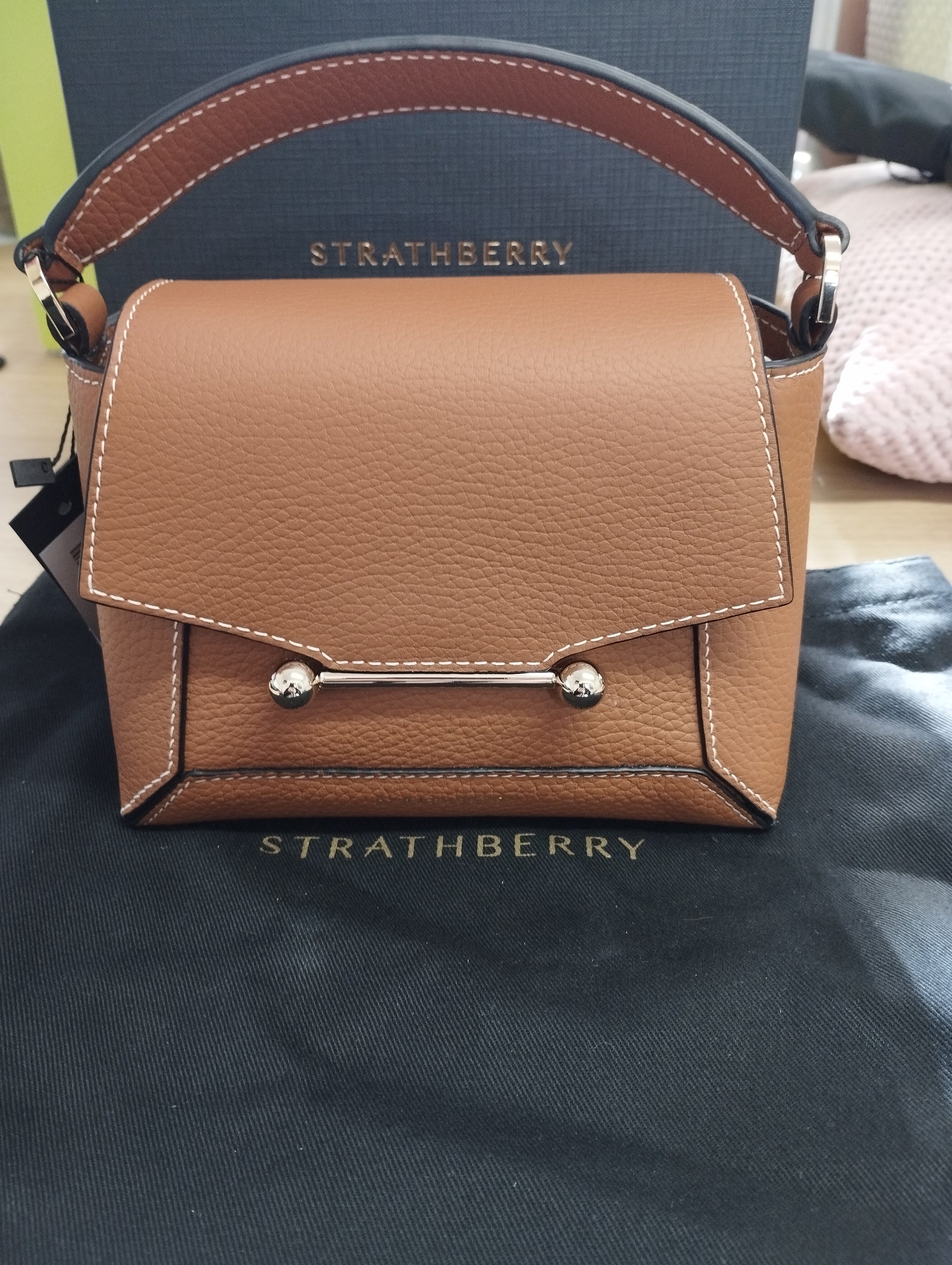 STRATHBERRY Mosaic Top Handle Nano Bag-tan
