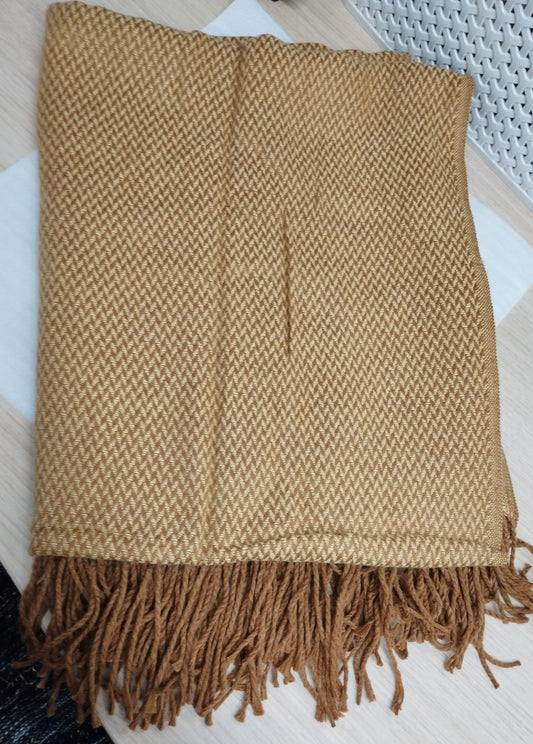 BOURINA Herringbone Throw Blanket Two Tone-125 x 152cm,Gold