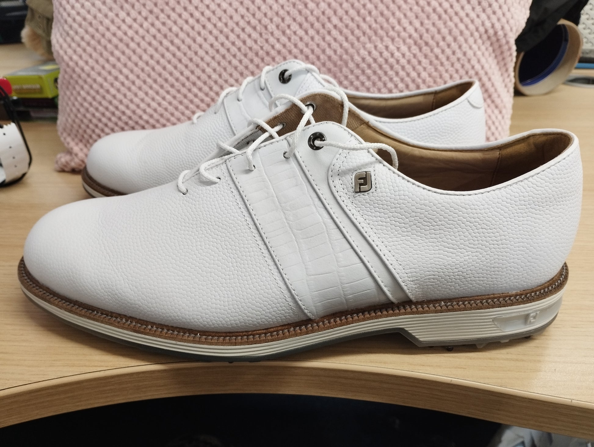 FootJoy Premiere Series Mens Golf Shoes White/White/Light Grey Wilcox-UK11