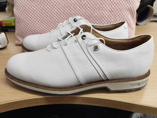 FootJoy Premiere Series Mens Golf Shoes White/White/Light Grey Wilcox-UK11