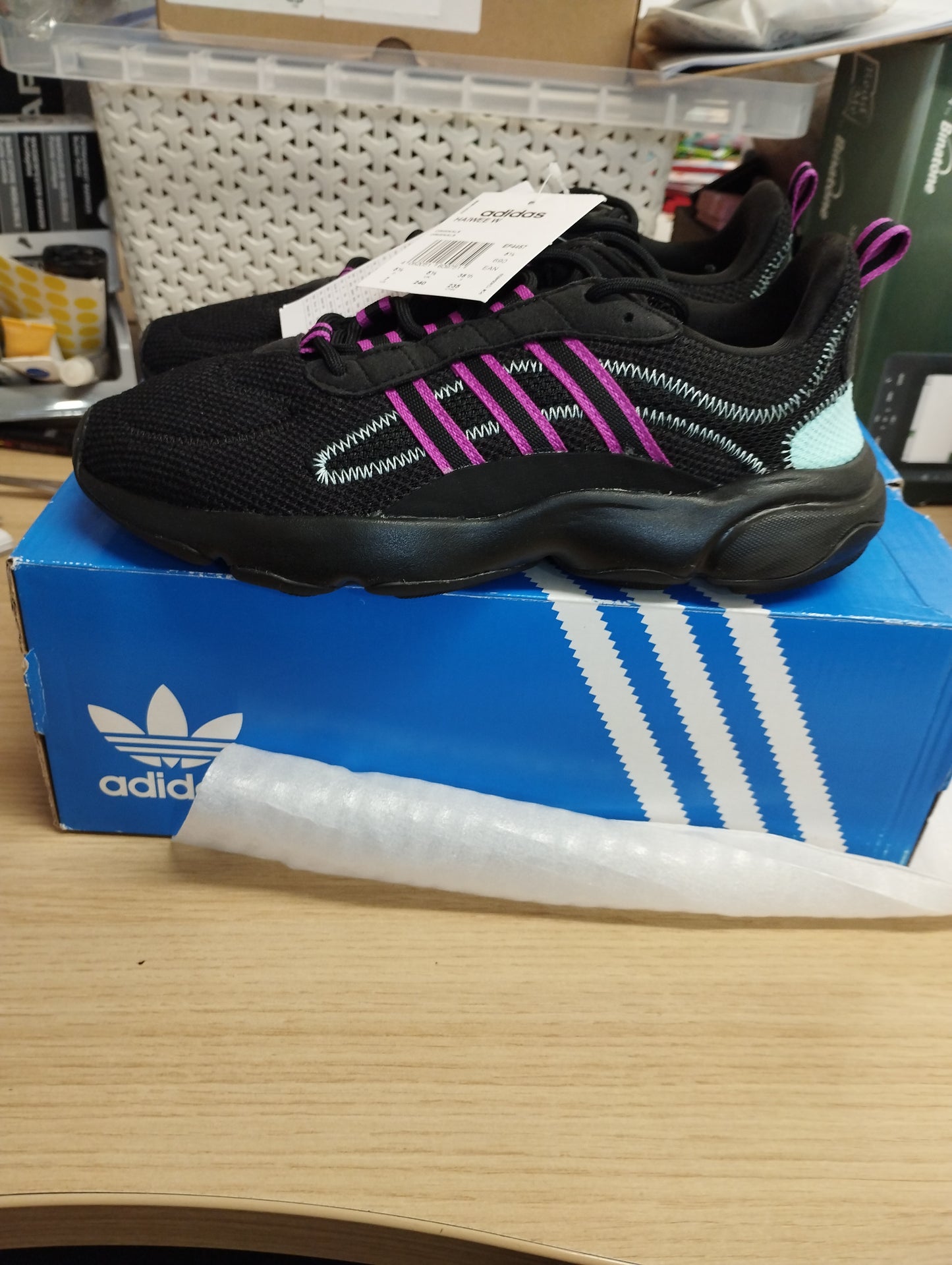 Adidas Originals Women's Black Pink HAIWEE Sneakers-UK5.5