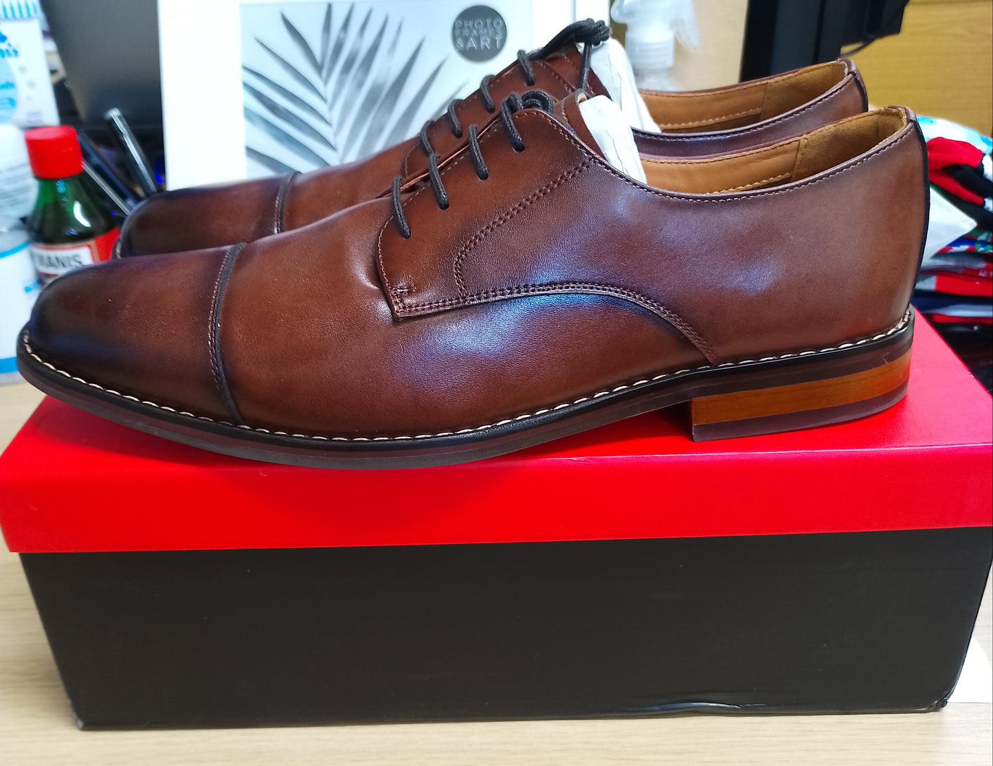 Poerkan Men's Comfortable & Stylish Lace - Up Derby Shoes-Black-UK10