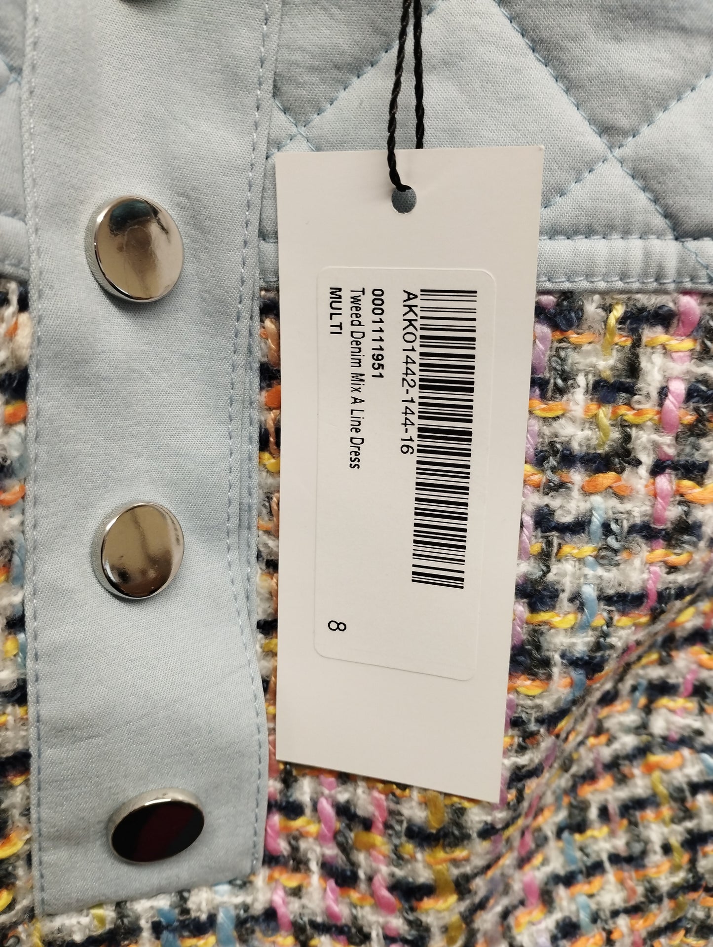 Karen Millen Tweed Denim Mix A Line Dress-UK8