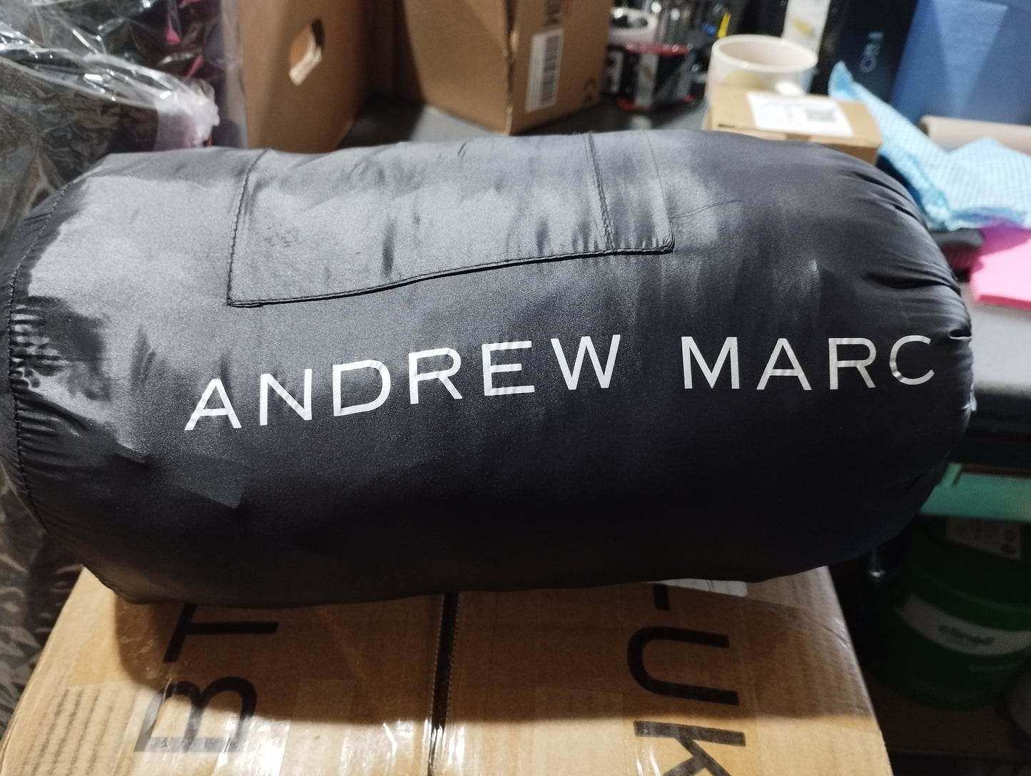 Andrew Marc long down coat Black Womens Medium