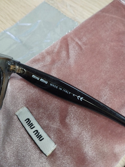 MIU MIU SMU03T REVEAL Glitter Half Rim Sunglasses Black Made in Italy