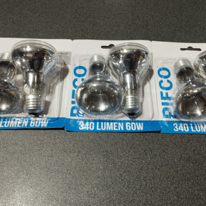 3 x 2pk Pifco 340 lumen 60w reflector bulb R63 E27