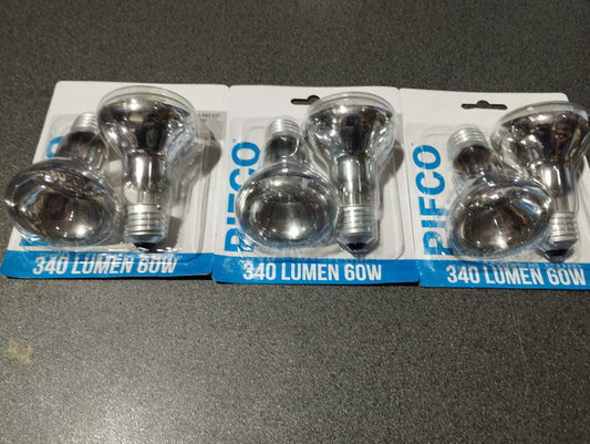 3 x 2pk Pifco 340 lumen 60w reflector bulb R63 E27