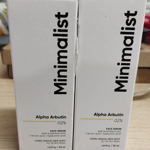 2 X minimalist alpha arbutin 02% face serum reduces dark spots 30ml EXP 10/25