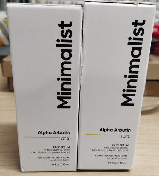 2 X minimalist alpha arbutin 02% face serum reduces dark spots 30ml EXP 10/25