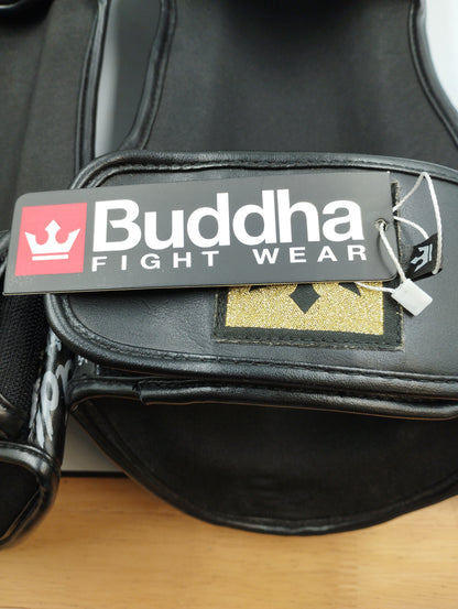 Buddha Muay Thai MMA Kick Boxing Shin Guards Top Premium Black-XL