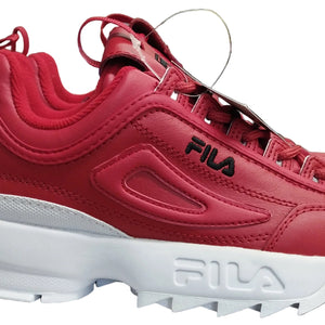 FILA DISRUPTOR 2 PREMIUM LEATHER SNEAKERS RED/WHITE-UK5