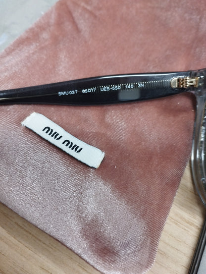 MIU MIU SMU03T REVEAL Glitter Half Rim Sunglasses Black Made in Italy