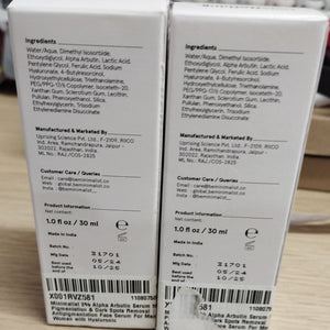2 X minimalist alpha arbutin 02% face serum reduces dark spots 30ml EXP 10/25
