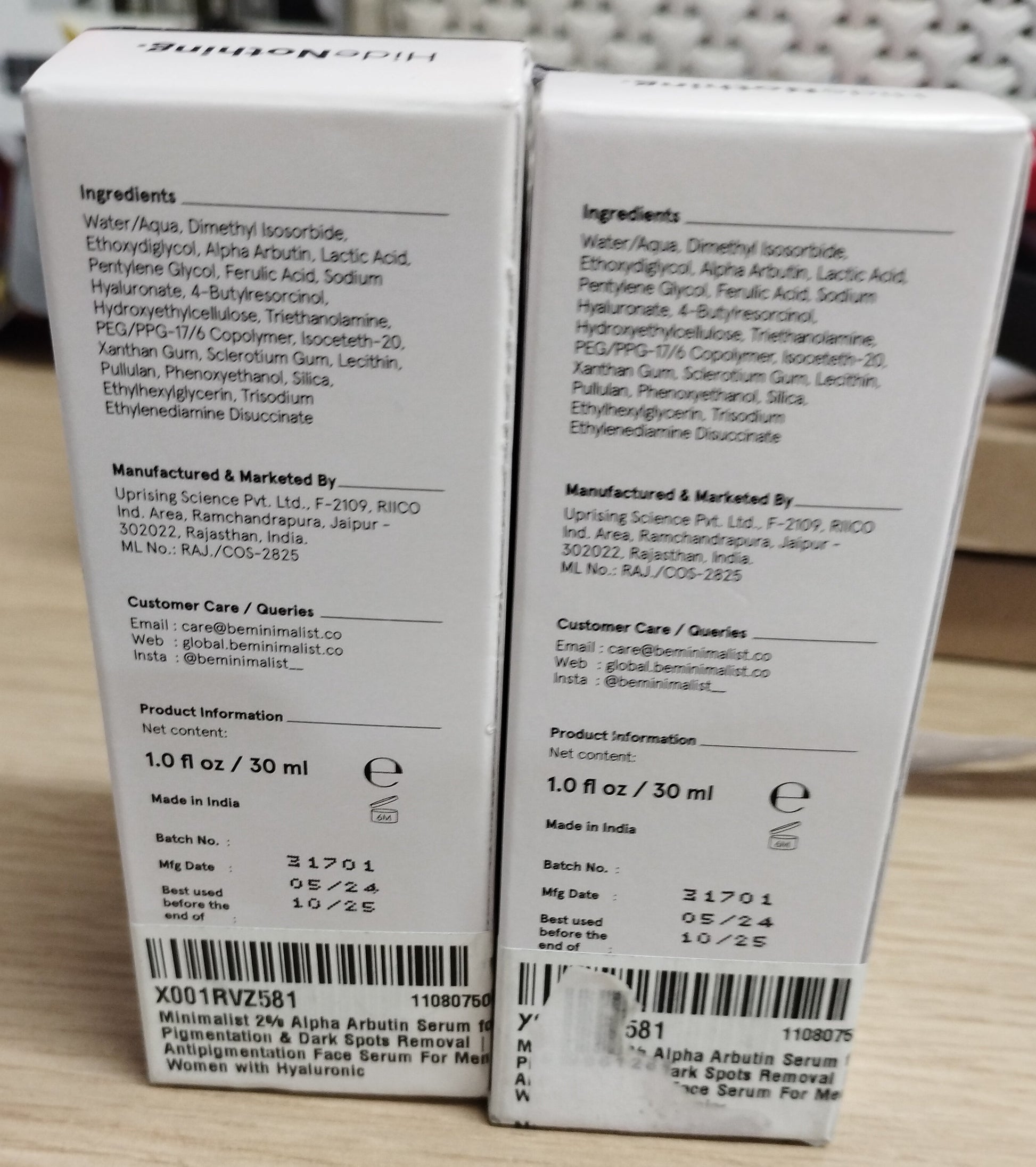 2 X minimalist alpha arbutin 02% face serum reduces dark spots 30ml EXP 10/25