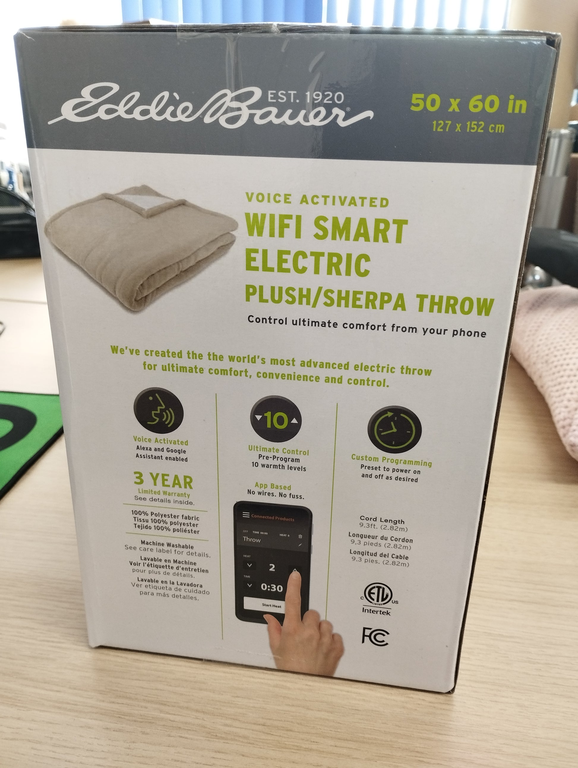 Eddie Bauer WiFi smart heated throw