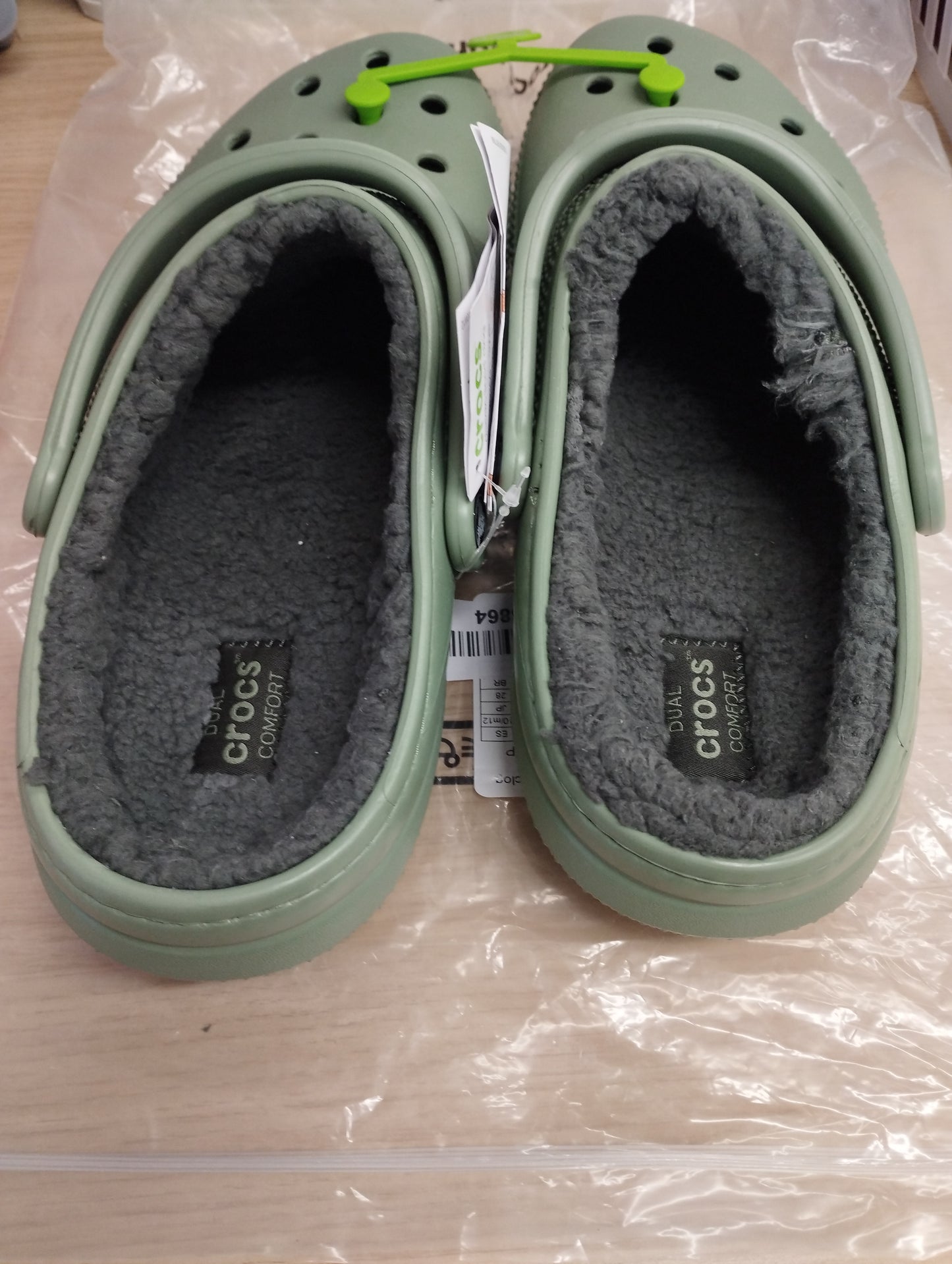 CROCS Fur Lined Classic- moss/multi UK M9/W10